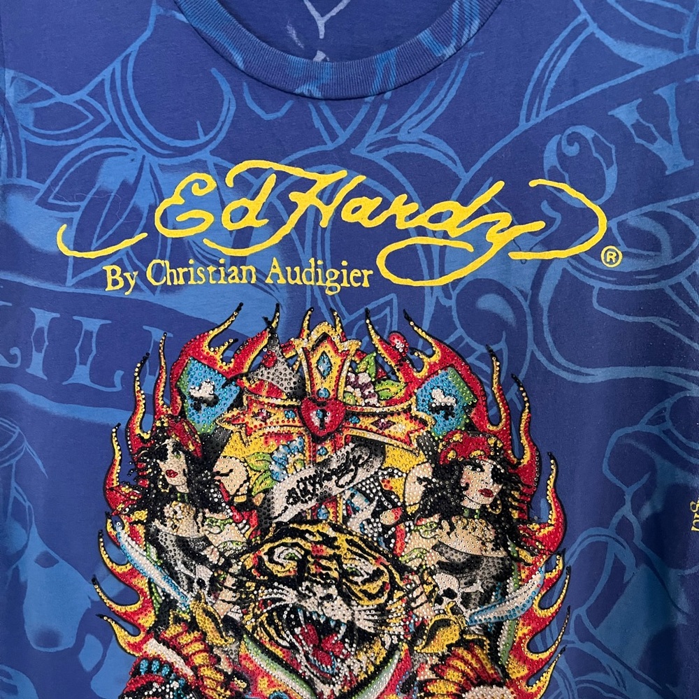 Ed Hardy Blue Graphic T-Shirt